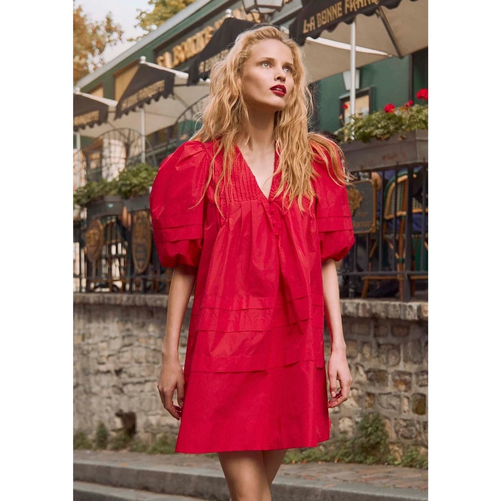 HUNTER BELL Scarlet Puff Sleeve Mini Dress